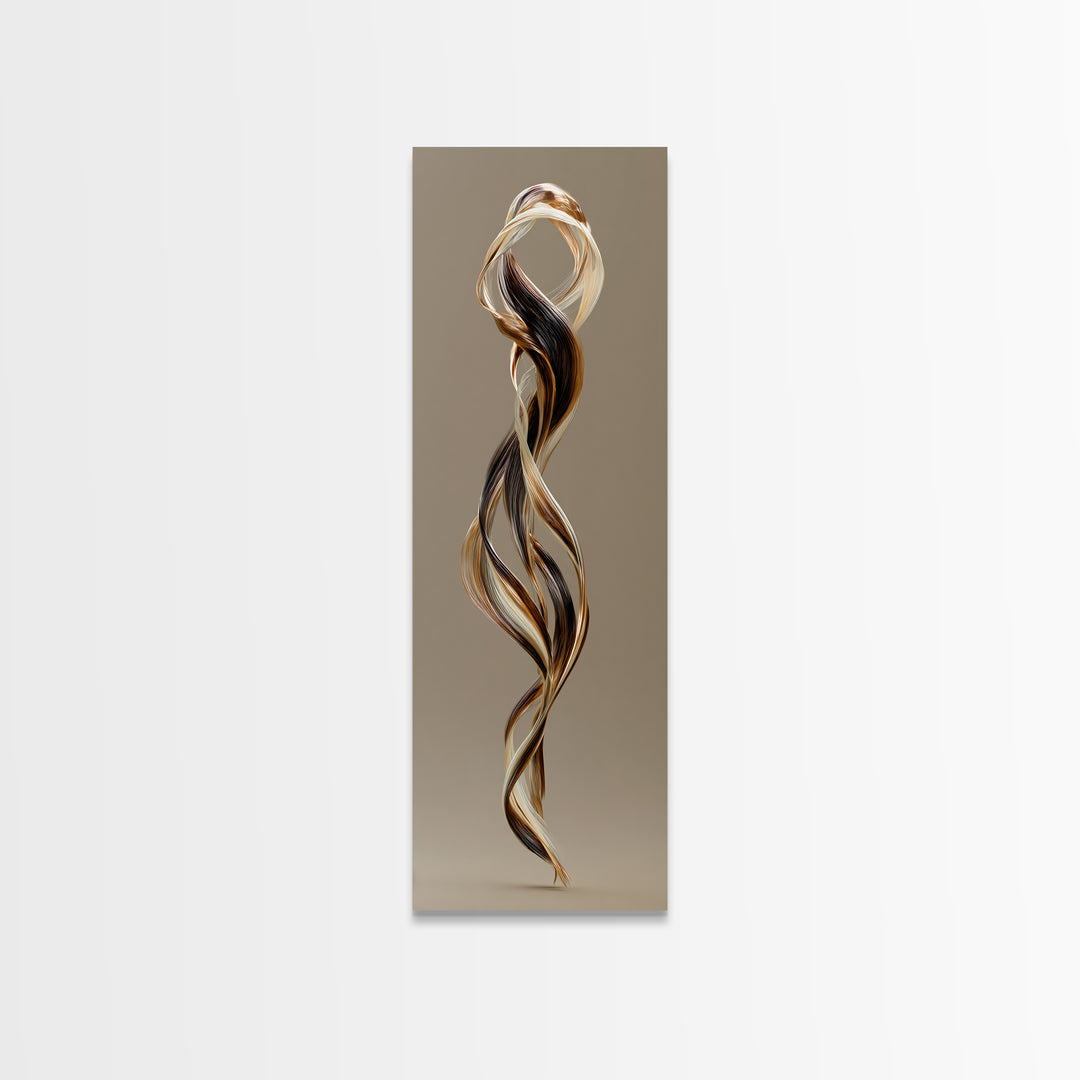 Hair Strands Turning into Abstract Ribbons Canvas Print, Hair Salon Art, Gallery Decor, Living Room Decor, Abstract Art, Style, HSA-1x3-9