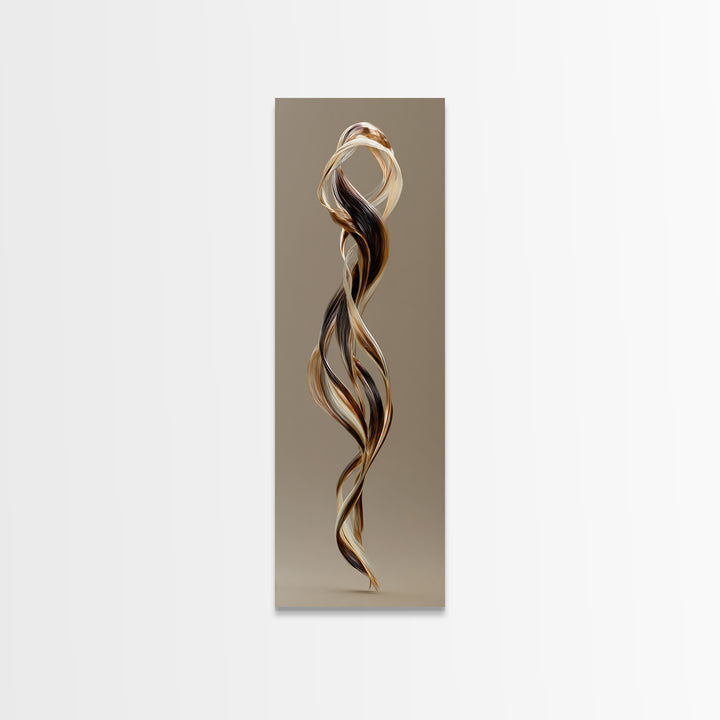 Hair Strands Turning into Abstract Ribbons Canvas Print, Hair Salon Art, Gallery Decor, Living Room Decor, Abstract Art, Style, HSA-1x3-9