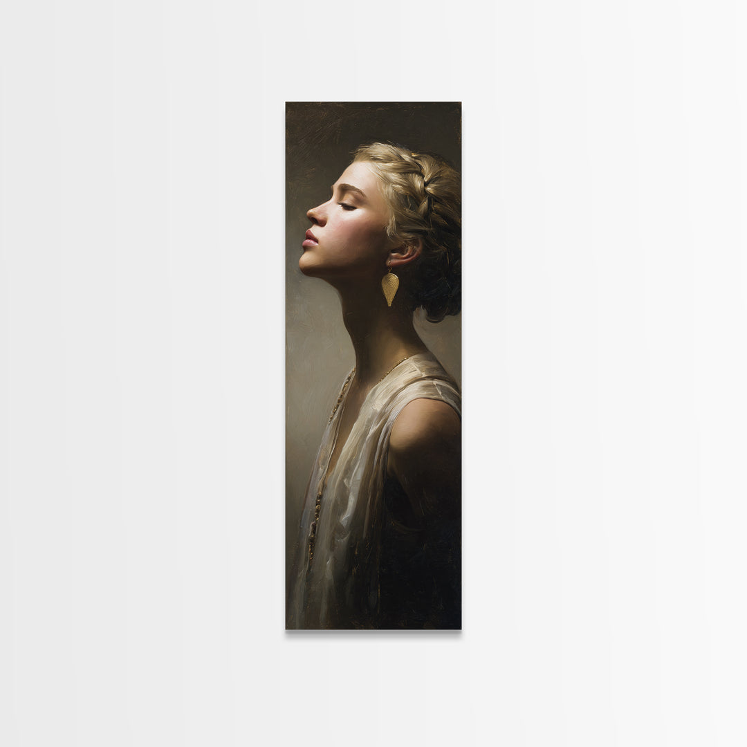 Minimal Female Profile Framed Canvas Print, Hair Salon Art, Black Owned Art, Living Room Decor, Abstract Art, Style, HSA-1x3-96