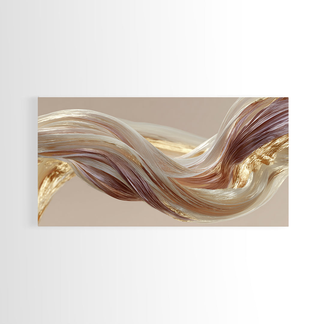 Abstract Hair Strands Forming Elegant Waves Framed Canvas Print, Hair Salon Art, Digital Art, Living Room Decor, Abstract Art, HSA-2x1-23