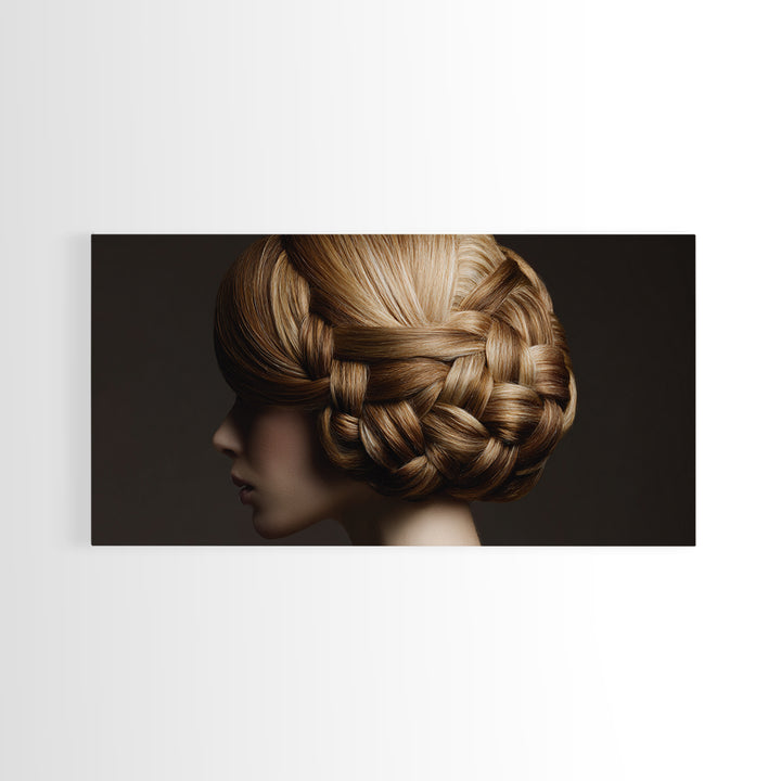 Braided Hairstyle Study Canvas Print, Hair Salon Art, Metal Wall Art, Living Room Decor, Fine Art, Style, Black and White Art, HSA-2x1-31