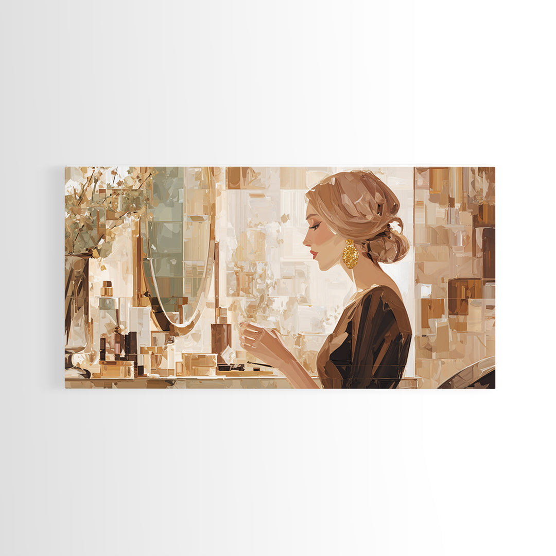 Minimal Female Profile Canvas Print, Hair Salon Art, Contemporary Art, Living Room Decor, Oil Painting, Style, Modern Art, HSA-2x1-32