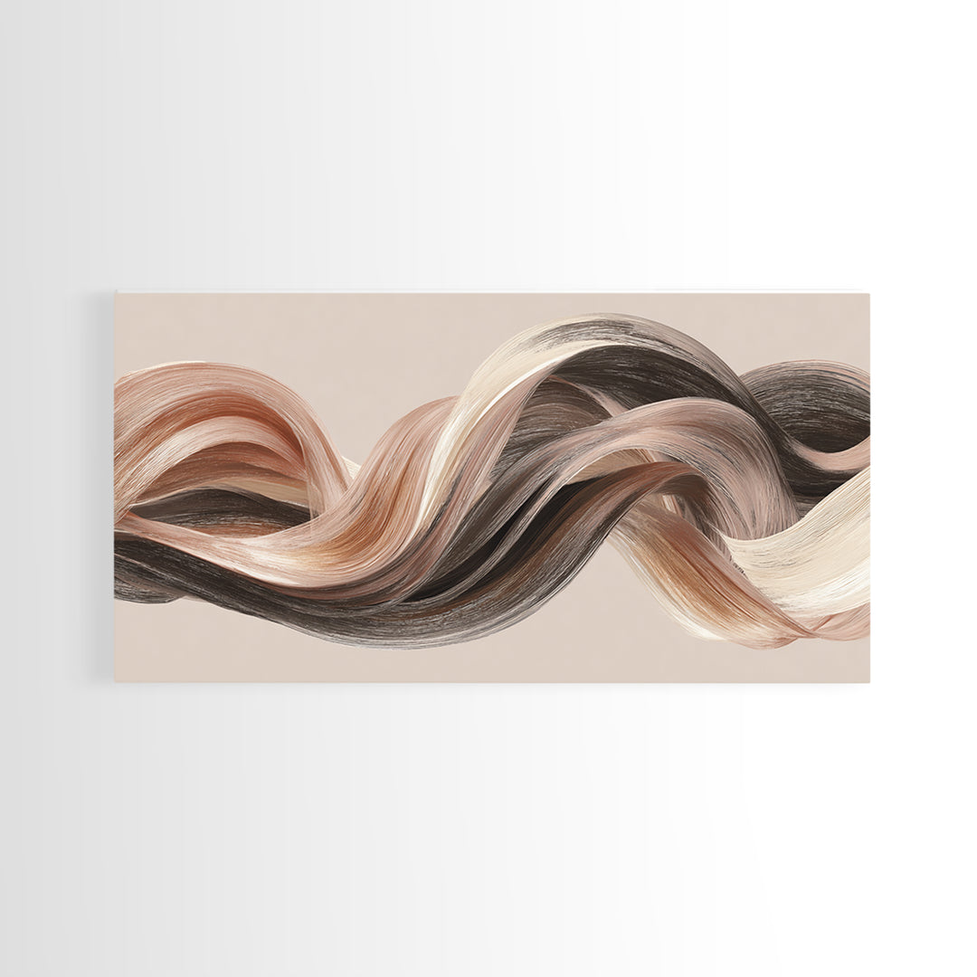 Abstract Hair Strands Forming Elegant Waves Canvas Print, Hair Salon Art, Modern Art, Living Room Decor, Abstract Art, Style, HSA-2x1-47