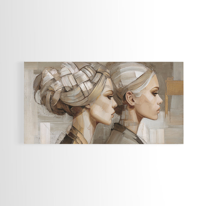 Braided Hairstyle Study Framed Canvas Print, Hair Salon Art, African American Art, Living Room Decor, Fine Art, Style, HSA-2x1-55