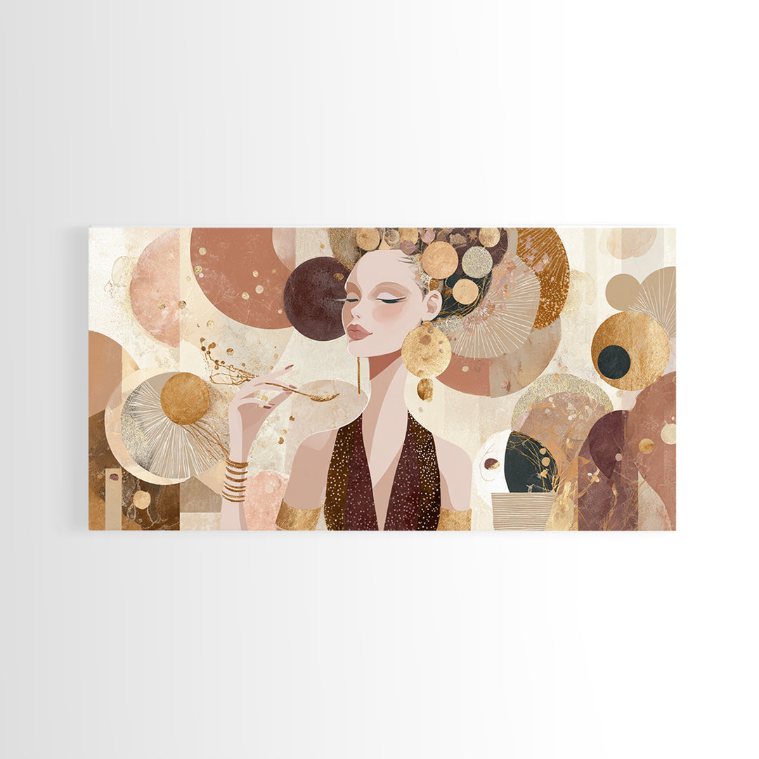Colorful Fashion Illustration of a Stylish Woman Canvas Print, Hair Salon Art, Living Room Decor, Oil Painting, Style, HSA-2x1-57