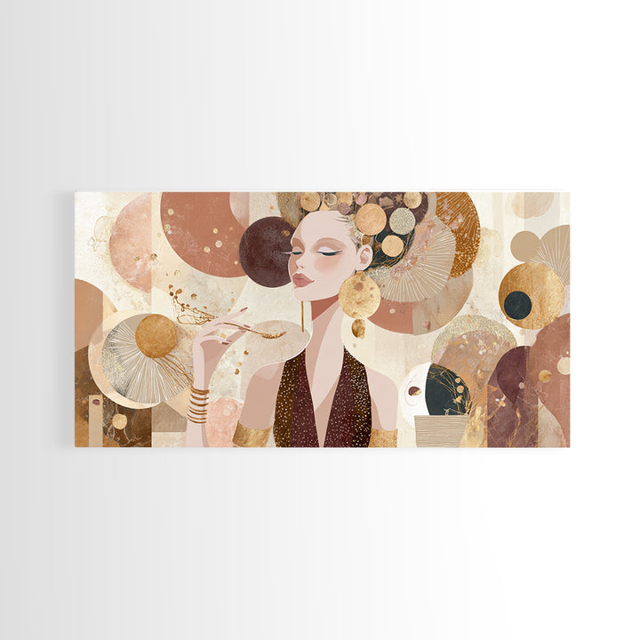 Colorful Fashion Illustration of a Stylish Woman Canvas Print, Hair Salon Art, Living Room Decor, Oil Painting, Style, HSA-2x1-57