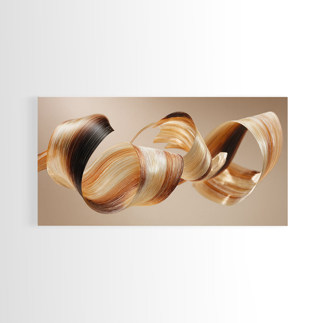 Hair Strands Turning into Abstract Ribbons Framed Canvas Print, Hair Salon Art, Art Print, Living Room Decor, Fine Art, Style, HSA-2x1-65