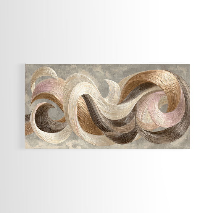 Abstract Hair Strands Forming Elegant Waves Canvas Print, Hair Salon Art, Afrocentric Art, Living Room Decor, Fine Art, Style, HSA-2x1-71