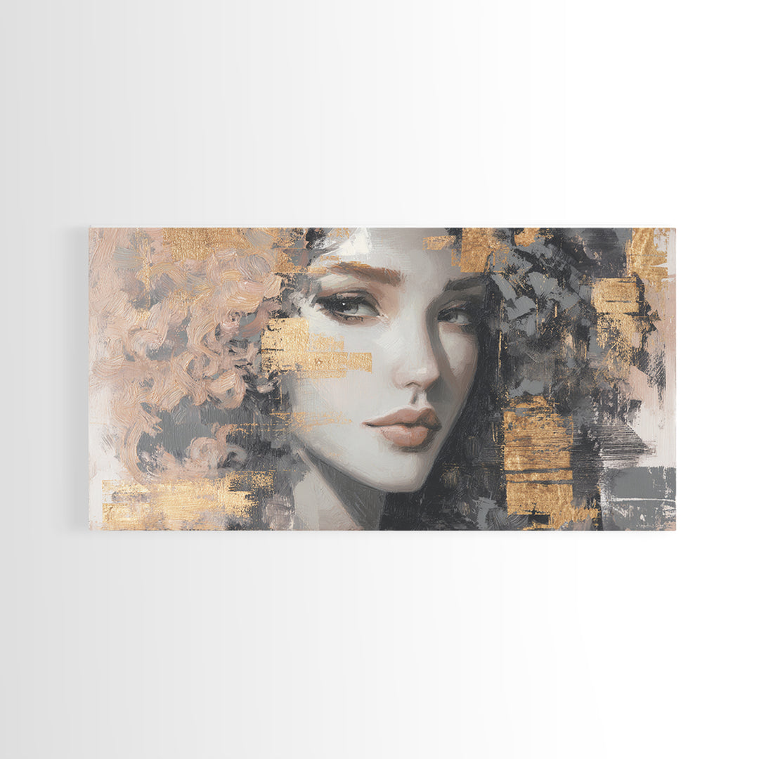 Curly Hair Portrait Framed Canvas Print, Hair Salon Art, Contemporary Art, Living Room Decor, Fine Art, Style, Modern Art, HSA-2x1-83