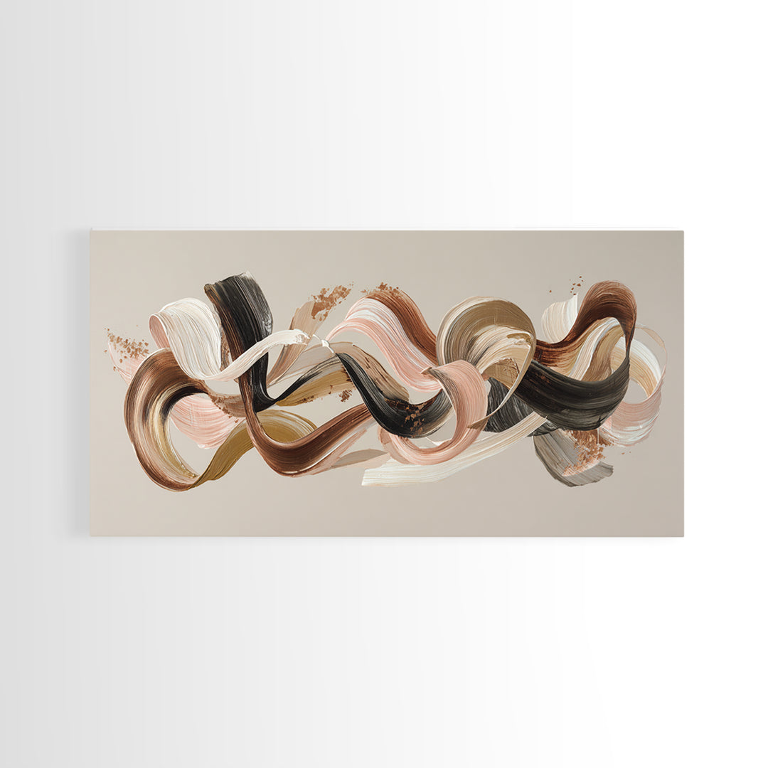 Hair Strands Turning into Abstract Ribbons Canvas Print, Hair Salon Art, Black Wall Art, Living Room Decor, Fine Art, Style, HSA-2x1-89