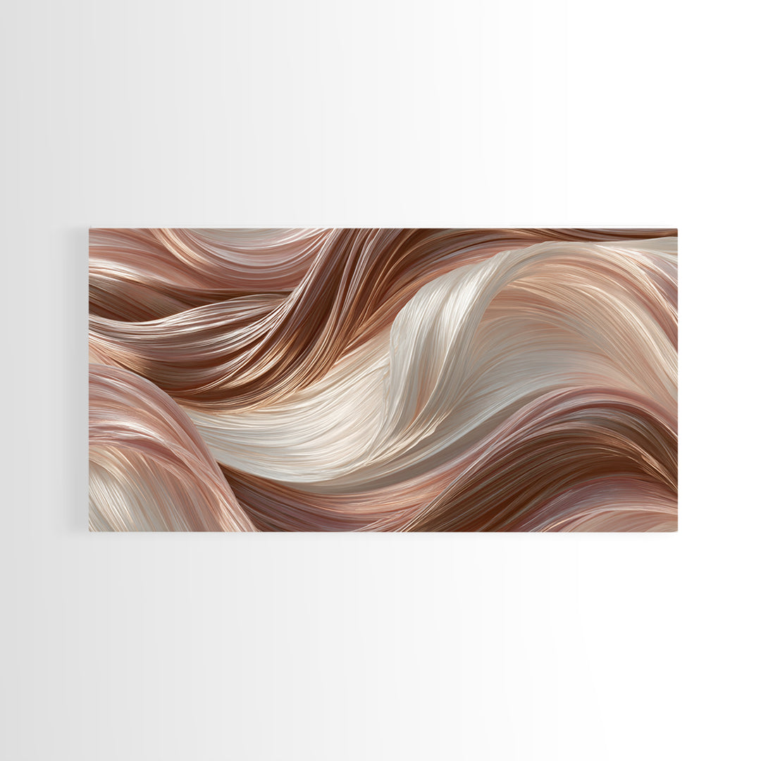 Abstract Hair Strands Forming Elegant Waves Framed Canvas Print, Hair Salon Art, Salon, Living Room Decor, Fine Art, Style, HSA-2x1-95