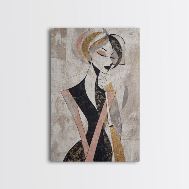 Black and White Line Art Salon Figure Canvas Print, Hair Salon Art, Home Decor, Living Room Decor, Fine Art, Style, HSA-2x3-15