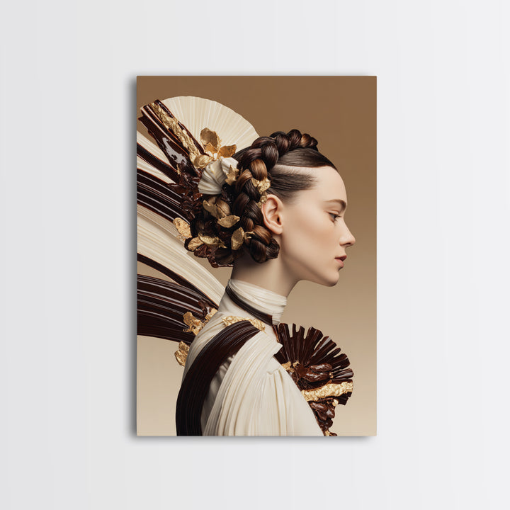 Braided Hairstyle Study Framed Canvas Print, Hair Salon Art, Gallery Decor, Living Room Decor, Fine Art, Style, Wall Art, HSA-2x3-19