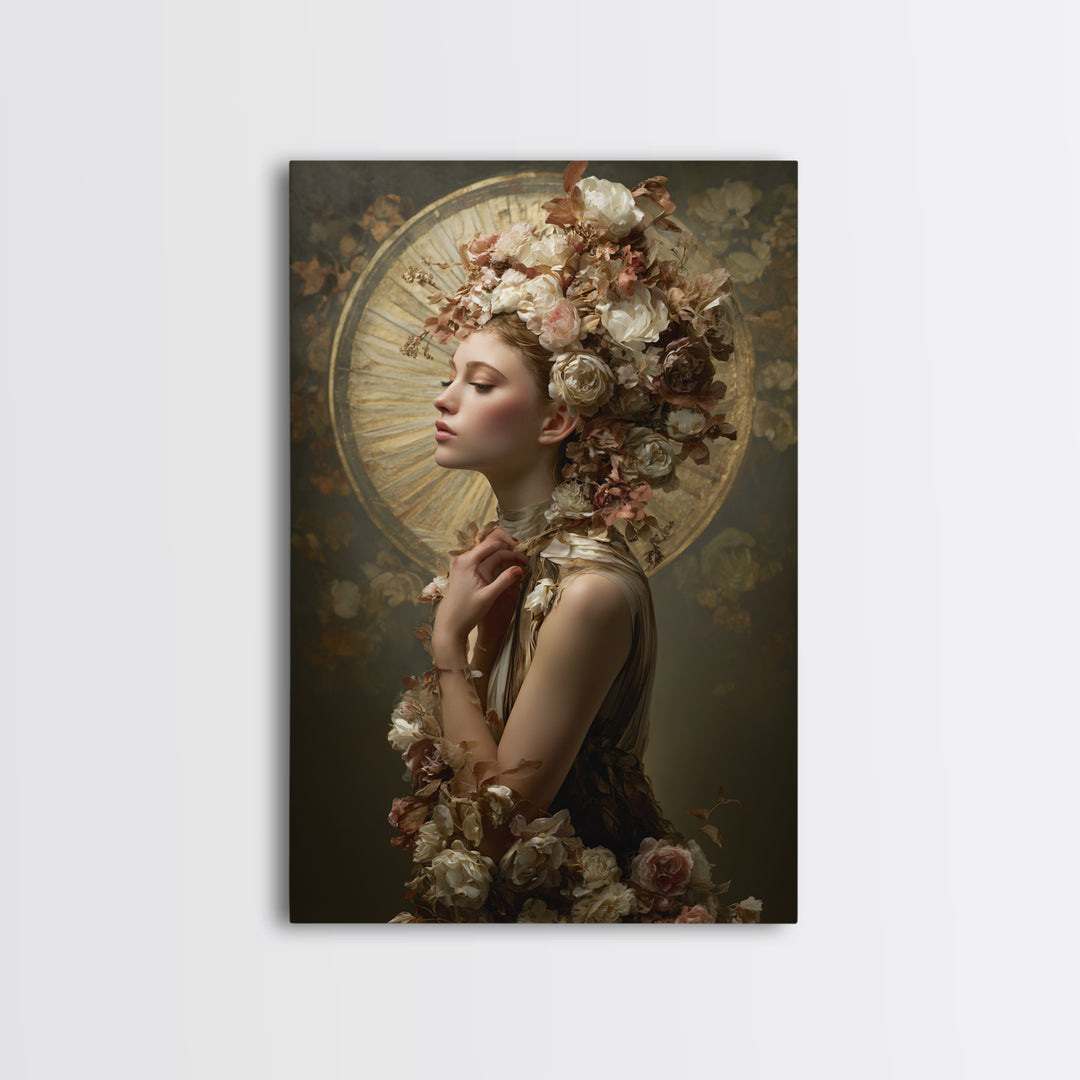 Botanical Hairstyle Portrait Framed Canvas Print, Hair Salon Art, Wall Art, Living Room Decor, Style, Minimalist Wall Art, HSA-2x3-38