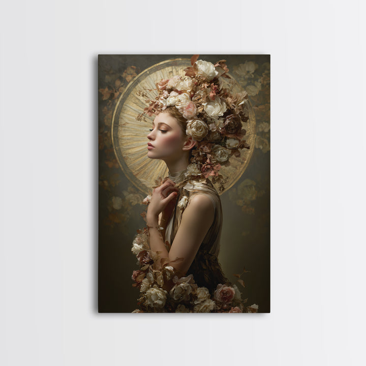Botanical Hairstyle Portrait Framed Canvas Print, Hair Salon Art, Wall Art, Living Room Decor, Style, Minimalist Wall Art, HSA-2x3-38