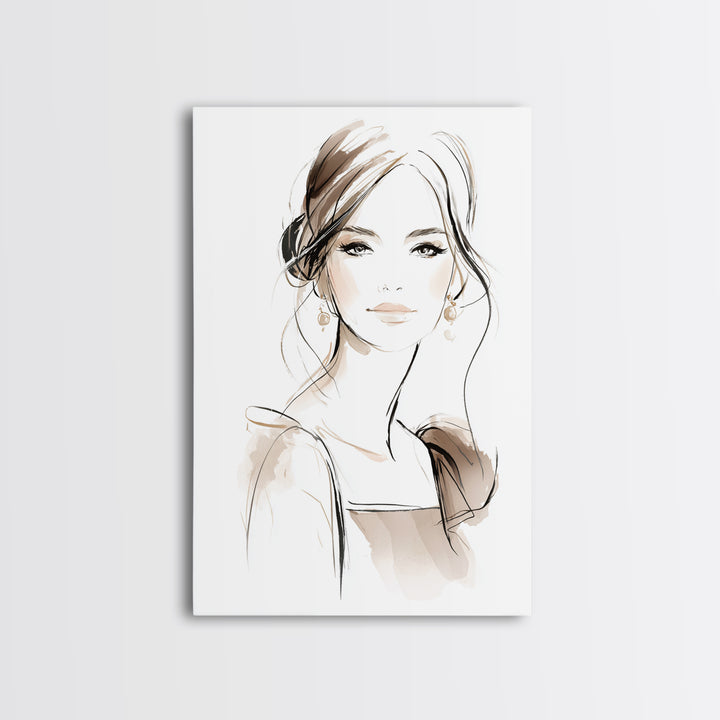 Black and White Line Art Salon Figure Canvas Print, Hair Salon Art, Minimalist Decor, Living Room Decor, Oil Painting, Style, HSA-2x3-39