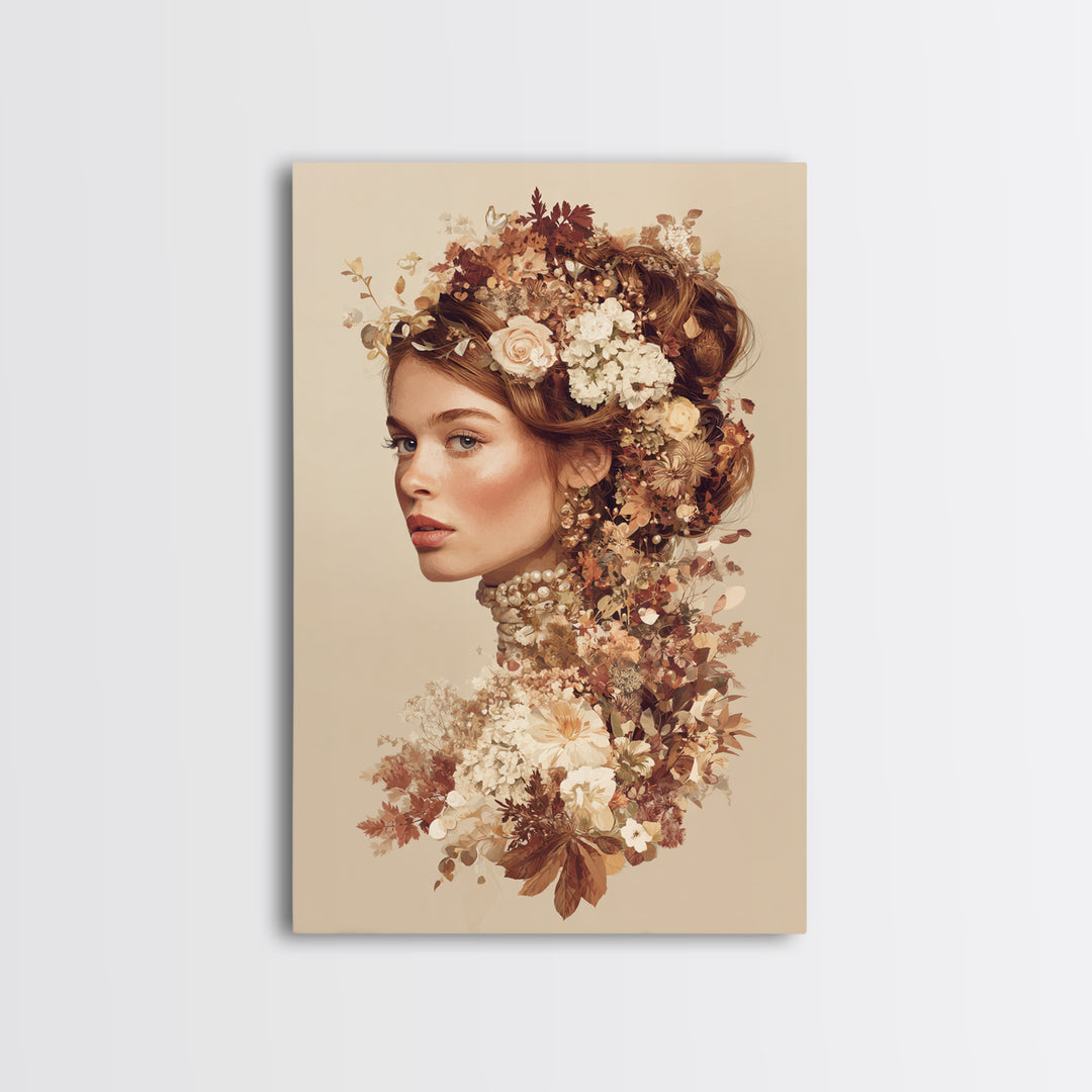 Botanical Hairstyle Portrait Canvas Print, Hair Salon Art, Digital Art, Living Room Decor, Style, Digital Download Art, HSA-2x3-86