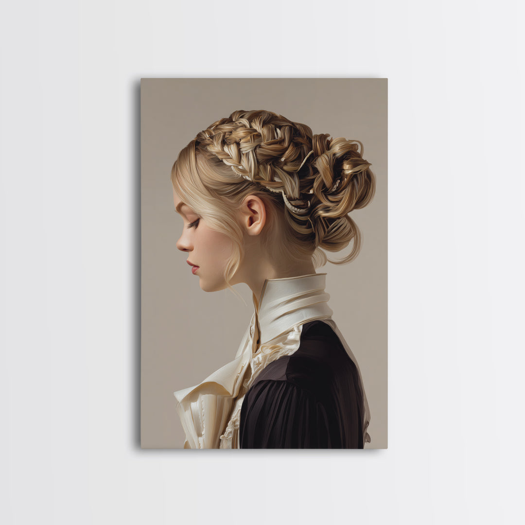 Braided Hairstyle Study Canvas Print, Hair Salon Art, Black Woman Art, Living Room Decor, Fine Art, Style, Hairdresser Gifts, HSA-2x3-91