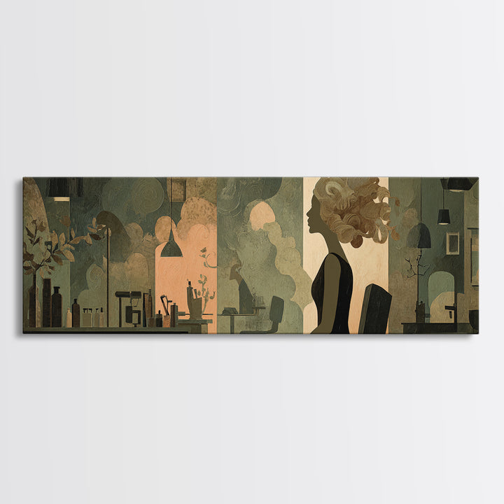 Copper Hair Silhouette Framed Canvas Print, Hair Salon Art, Art Print, Living Room Decor, Fine Art, Style, Black Owned Art, HSA-3x1-2