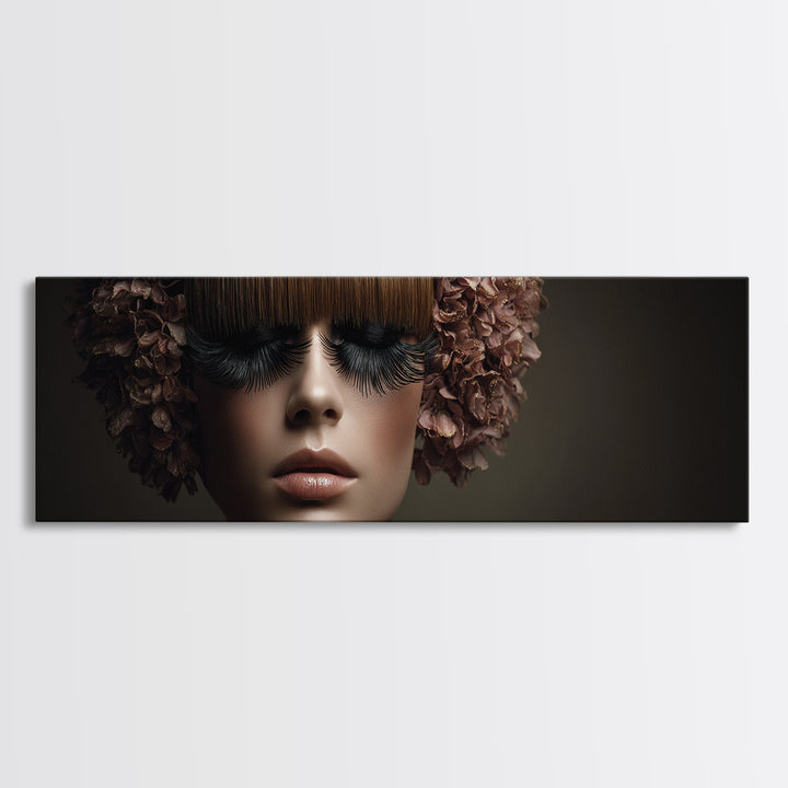 Glamour Face Portrait Canvas Print, Hair Salon Art, Hairdresser Gift, Living Room Decor, Fine Art, Style, Textured Painting, HSA-3x1-24
