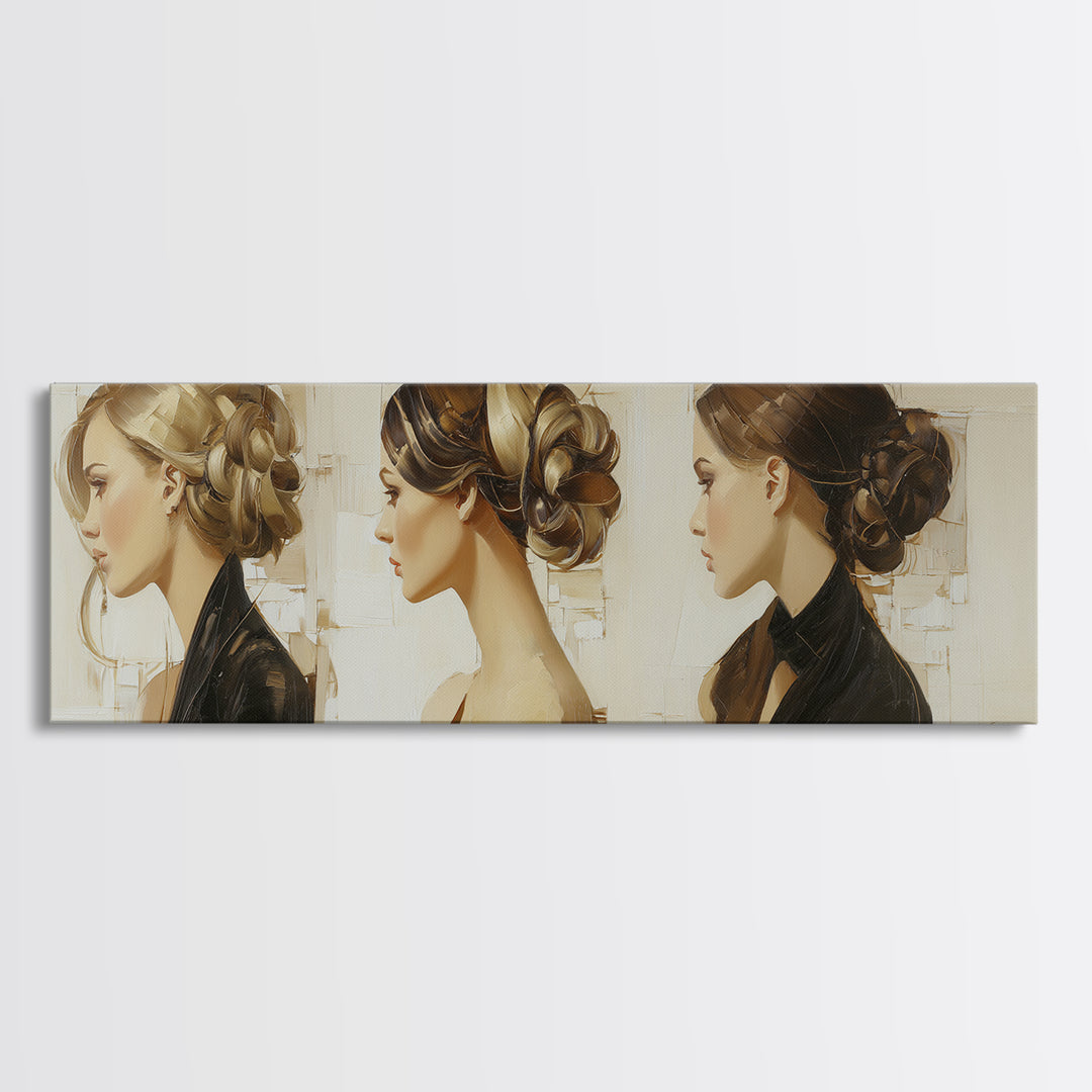 Braided Hairstyle Study Canvas Print, Hair Salon Art, Home Decor, Living Room Decor, Fine Art, Style, Contemporary Art, HSA-3x1-3