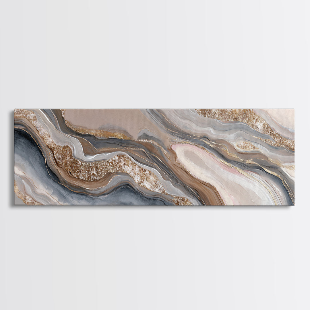 Abstract Hair Strands Forming Elegant Waves Canvas Print, Hair Salon Art, Art, Living Room Decor, Abstract Art, Style, HSA-3x1-43