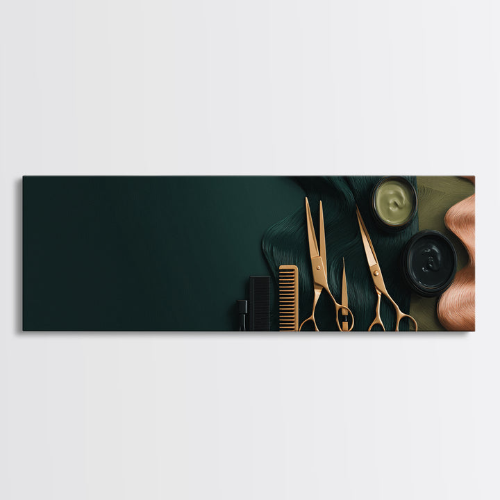 Copper Hair Silhouette Canvas Print, Hair Salon Art, Black Wall Art, Living Room Decor, Watercolor Art, Style, Afrocentric Art, HSA-3x1-50