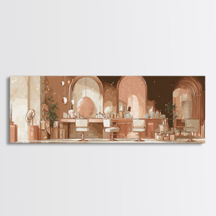 Rose Gold Salon Tool Still Life Canvas Print, Hair Salon Art, Afrocentric Art, Living Room Decor, Style, Statement Artwork, HSA-3x1-54