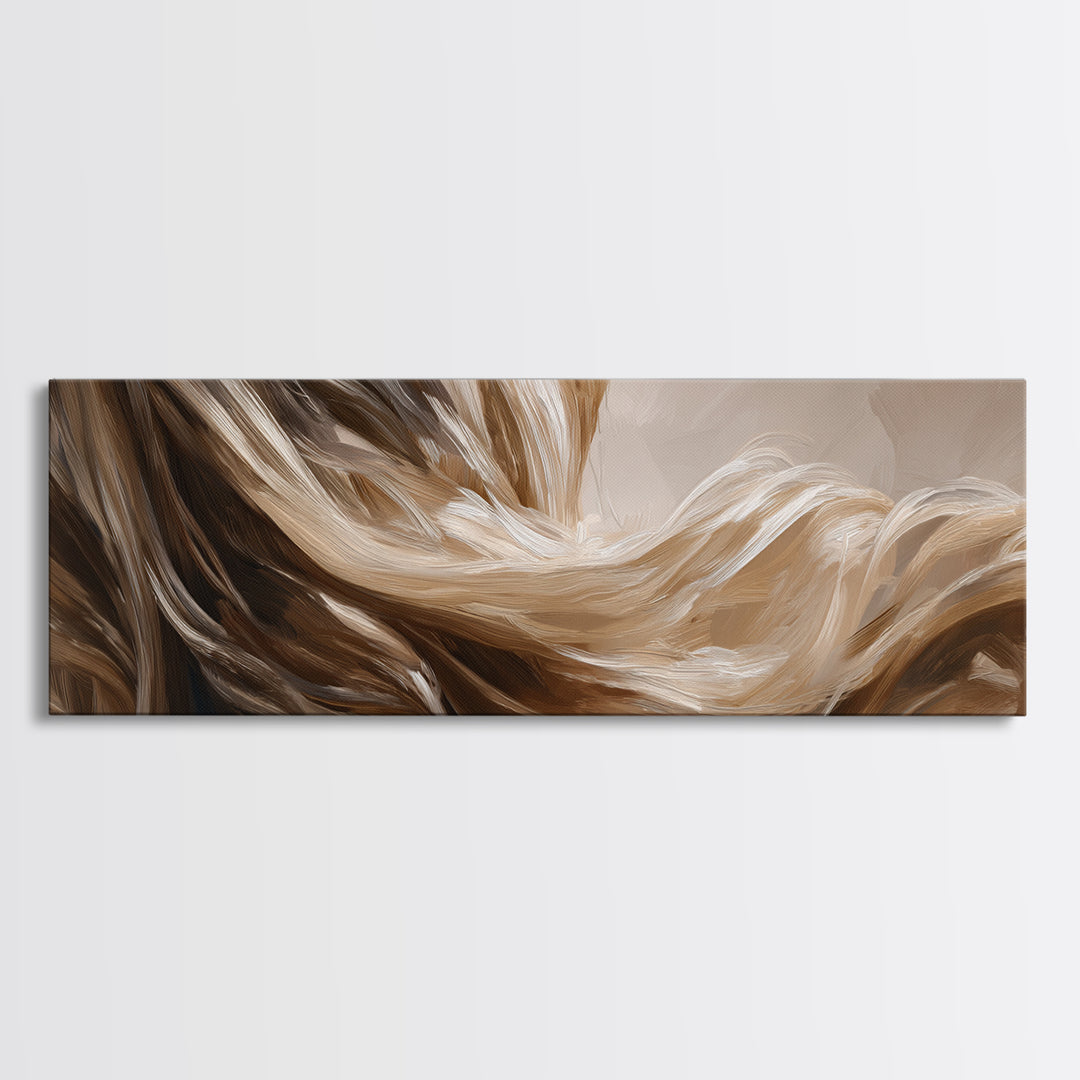 Blonde Waves Painted Framed Canvas Print, Hair Salon Art, Textured Painting, Living Room Decor, Fine Art, Style, Black Art, HSA-3x1-56