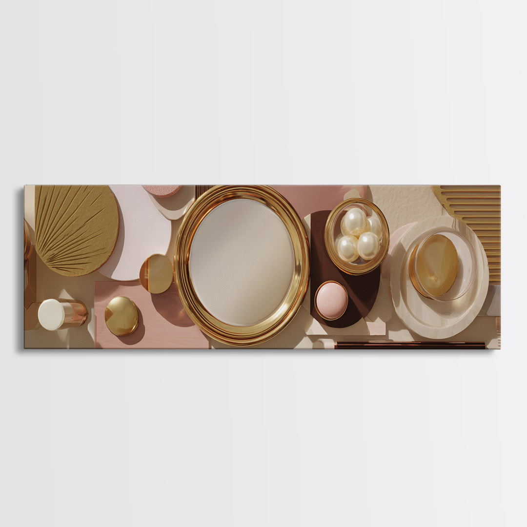 Baroque Mirror and Comb Still Life Framed Canvas Print, Hair Salon Art, Black Girl Art, Living Room Decor, Fine Art, Style, HSA-3x1-57