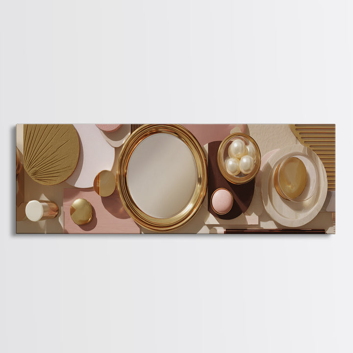 Baroque Mirror and Comb Still Life Framed Canvas Print, Hair Salon Art, Black Girl Art, Living Room Decor, Fine Art, Style, HSA-3x1-57