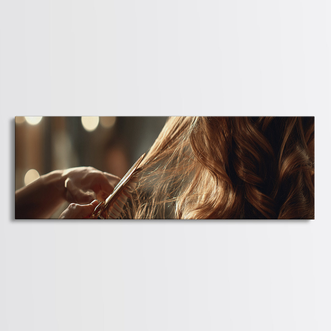 Elegant Hands Styling Hair Canvas Print, Hair Salon Art, Home Decor, Living Room Decor, Oil Painting, Style, Contemporary Art, HSA-3x1-62