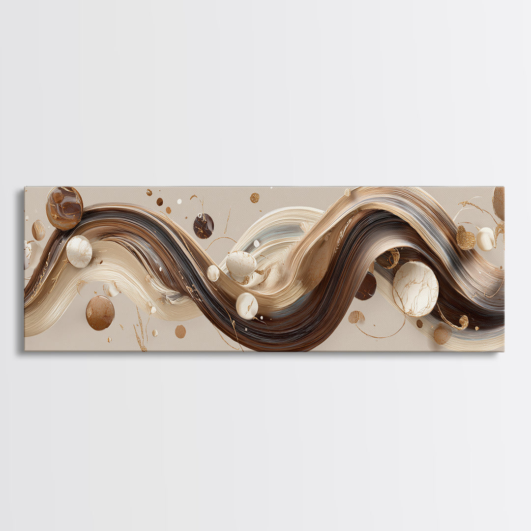 Abstract Hair Strands Forming Elegant Waves Framed Canvas Print, Hair Salon Art, Metal Wall Art, Living Room Decor, Style, HSA-3x1-67