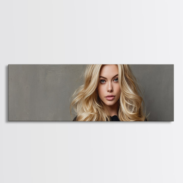 Blonde Waves Painted Canvas Print, Hair Salon Art, Afrocentric Art, Living Room Decor, Fine Art, Style, Statement Artwork, HSA-3x1-8