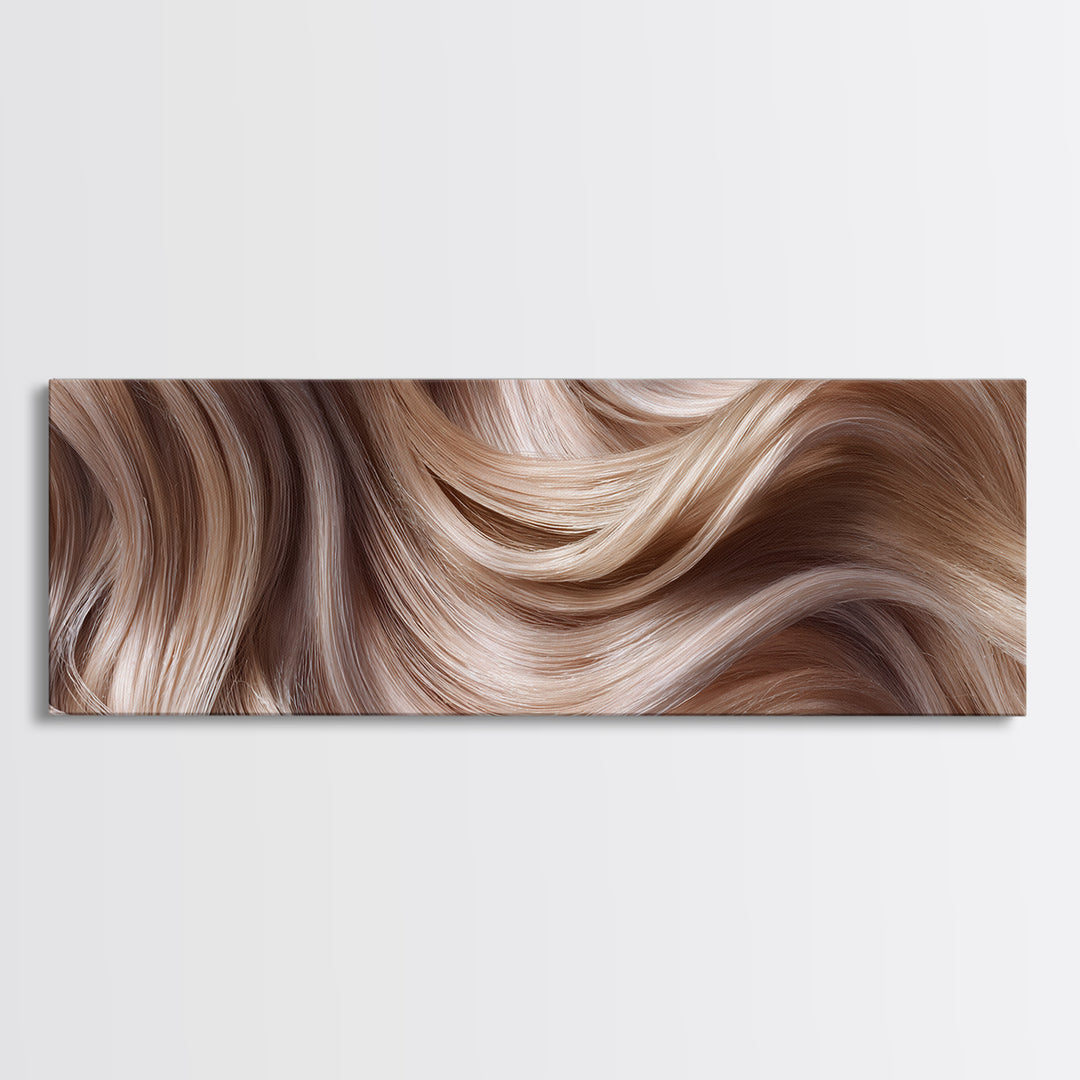 Blonde Waves Painted Canvas Print, Hair Salon Art, Art, Living Room Decor, Fine Art, Style, Black Art Prints, African Art, HSA-3x1-80