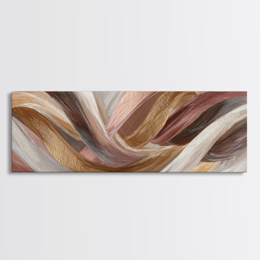 Hair Strands Turning into Abstract Ribbons Canvas Print, Hair Salon Art, Black Woman Wall Art, Living Room Decor, Abstract Art, HSA-3x1-85