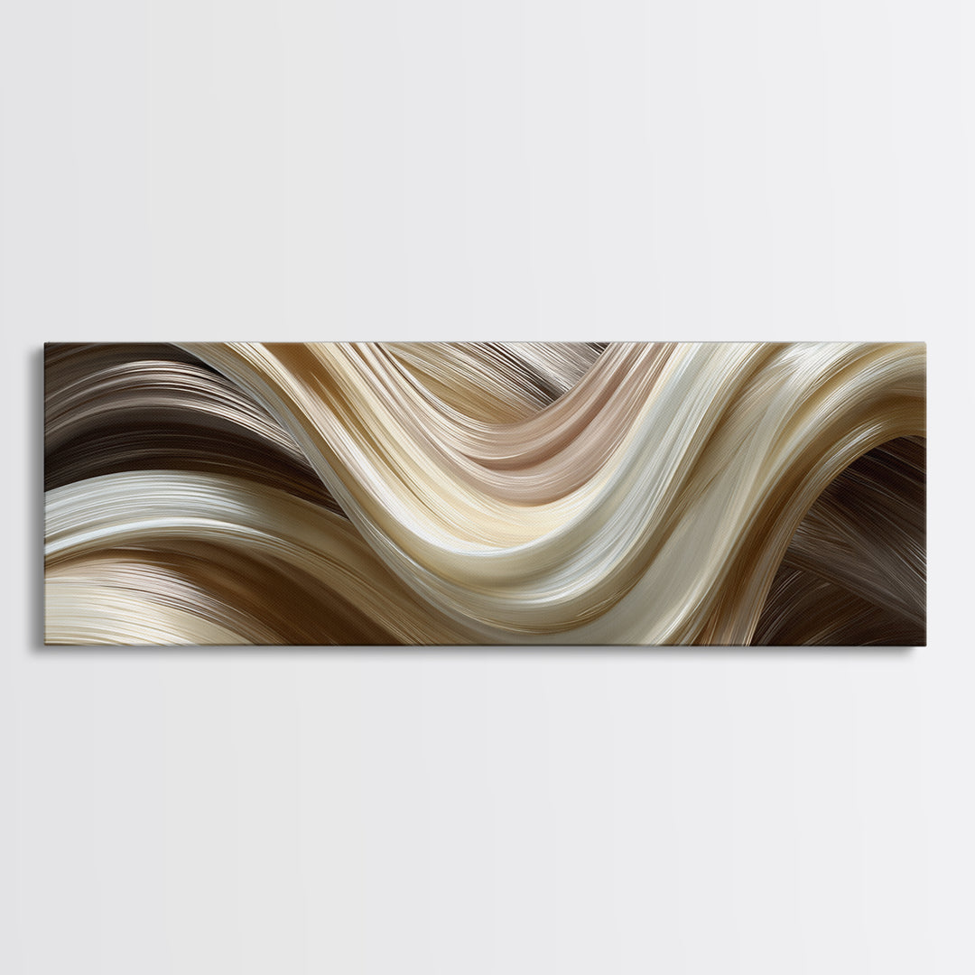 Abstract Hair Strands Forming Elegant Waves Canvas Print, Hair Salon Art, Room Decor, Living Room Decor, Abstract Art, Style, HSA-3x1-91