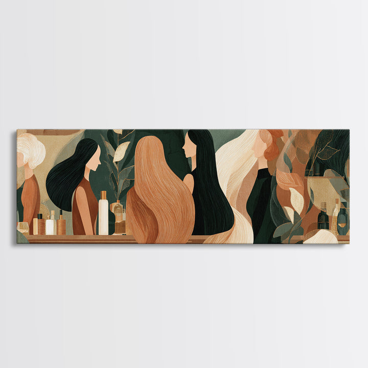 Copper Hair Silhouette Canvas Print, Hair Salon Art, Black Woman Wall Art, Living Room Decor, Fine Art, Style, Fine Art Print, HSA-3x1-98