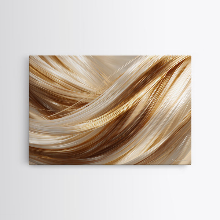 Hair Strands Turning into Abstract Ribbons Canvas Print, Hair Salon Art, Minimalist Wall Art, Living Room Decor, Abstract Art, HSA-3x2-1