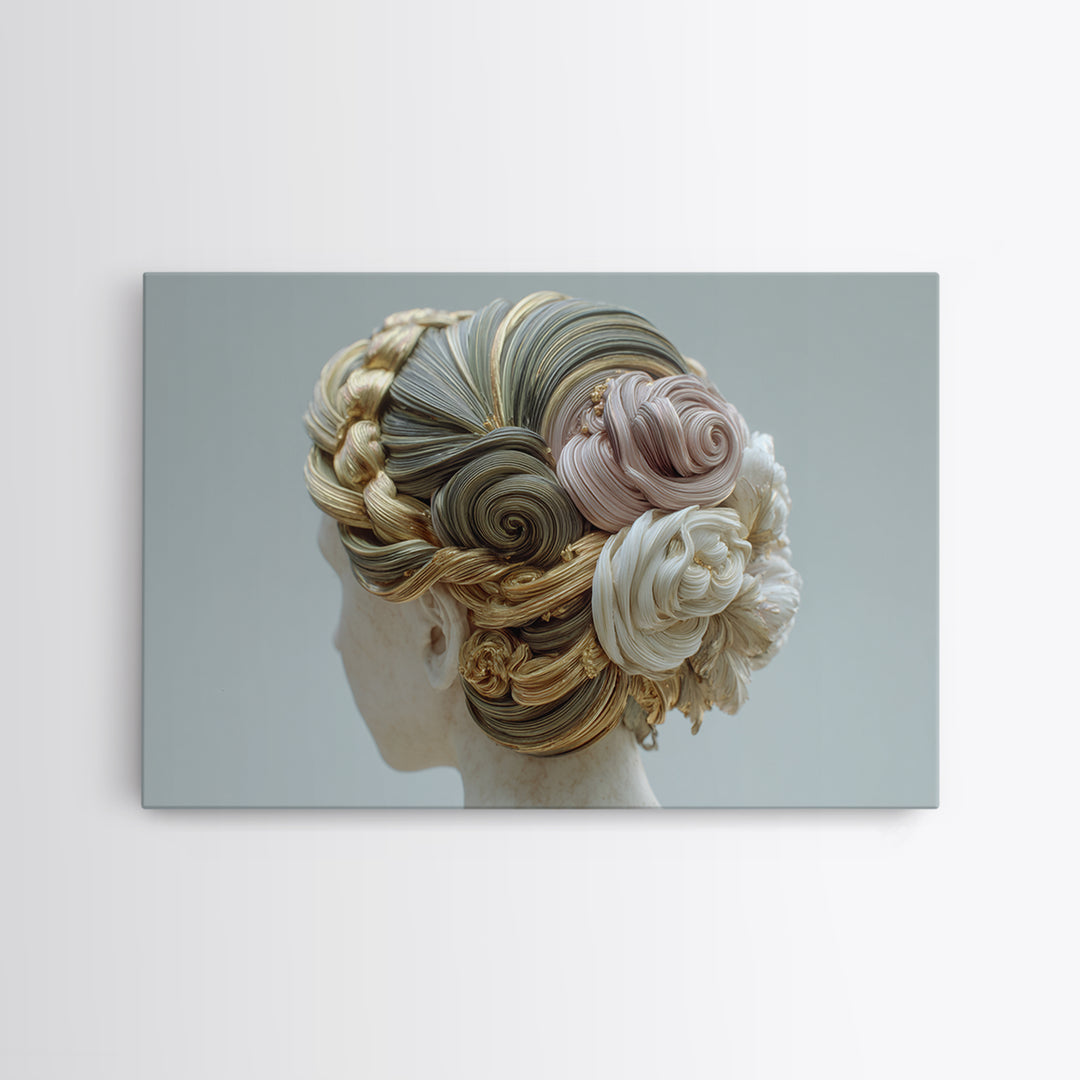Braided Hairstyle Study Framed Canvas Print, Hair Salon Art, Black Art, Living Room Decor, Fine Art, Style, Black Girl Art, HSA-3x2-15