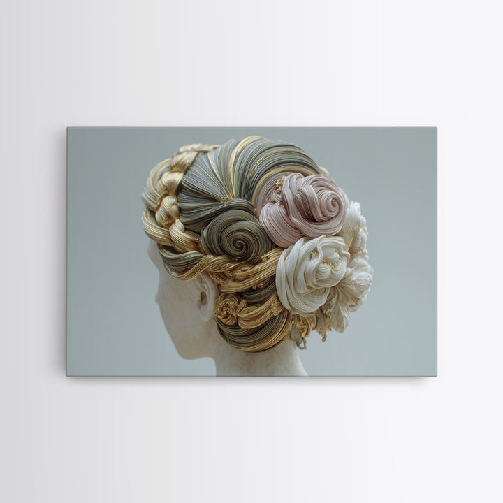 Braided Hairstyle Study Framed Canvas Print, Hair Salon Art, Black Art, Living Room Decor, Fine Art, Style, Black Girl Art, HSA-3x2-15