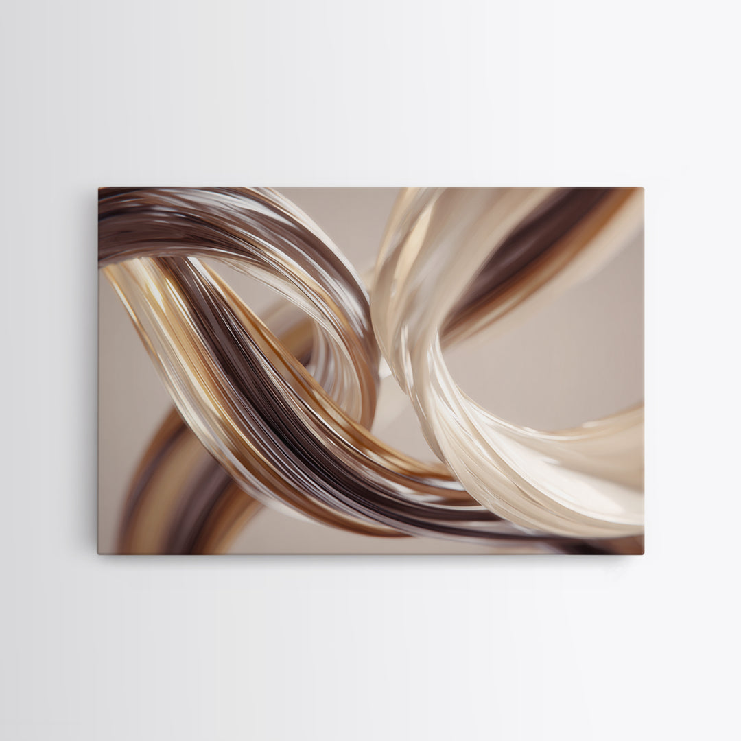 Hair Strands Turning into Abstract Ribbons Framed Canvas Print, Hair Salon Art, Digital Download Art, Living Room Decor, Style, HSA-3x2-25