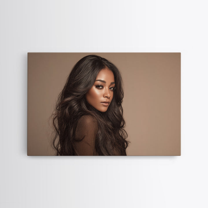 Glamour Face Portrait Framed Canvas Print, Hair Salon Art, Digital Download Art, Living Room Decor, Fine Art, Style, Home Decor, HSA-3x2-36