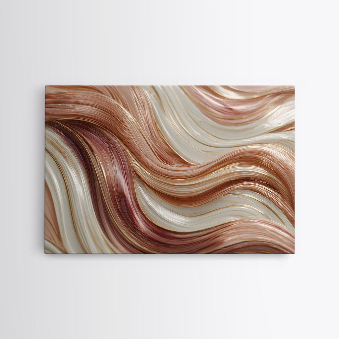 Abstract Hair Strands Forming Elegant Waves Framed Canvas Print, Hair Salon Art, Living Room Decor, Abstract Art, Style, HSA-3x2-55