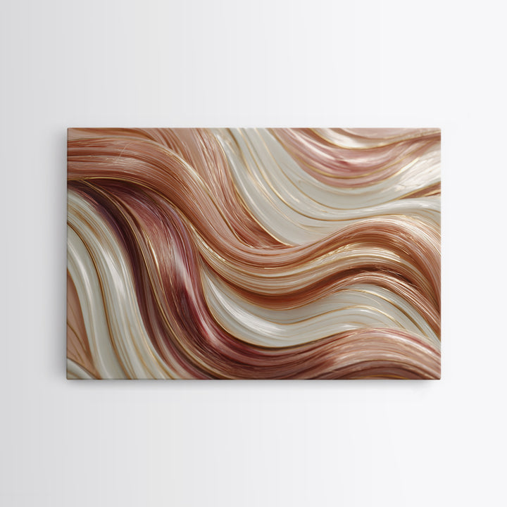 Abstract Hair Strands Forming Elegant Waves Framed Canvas Print, Hair Salon Art, Living Room Decor, Abstract Art, Style, HSA-3x2-55