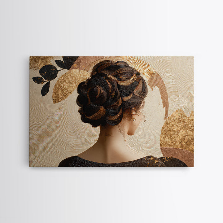 Braided Hairstyle Study Framed Canvas Print, Hair Salon Art, Black Wall Art, Living Room Decor, Style, Afrocentric Art, HSA-3x2-63