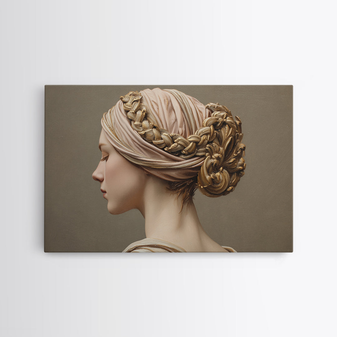Braided Hairstyle Study Framed Canvas Print, Hair Salon Art, Modern Decor, Living Room Decor, Fine Art, Style, Wall Decor, HSA-3x2-87
