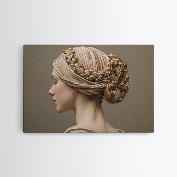 Braided Hairstyle Study Framed Canvas Print, Hair Salon Art, Modern Decor, Living Room Decor, Fine Art, Style, Wall Decor, HSA-3x2-87