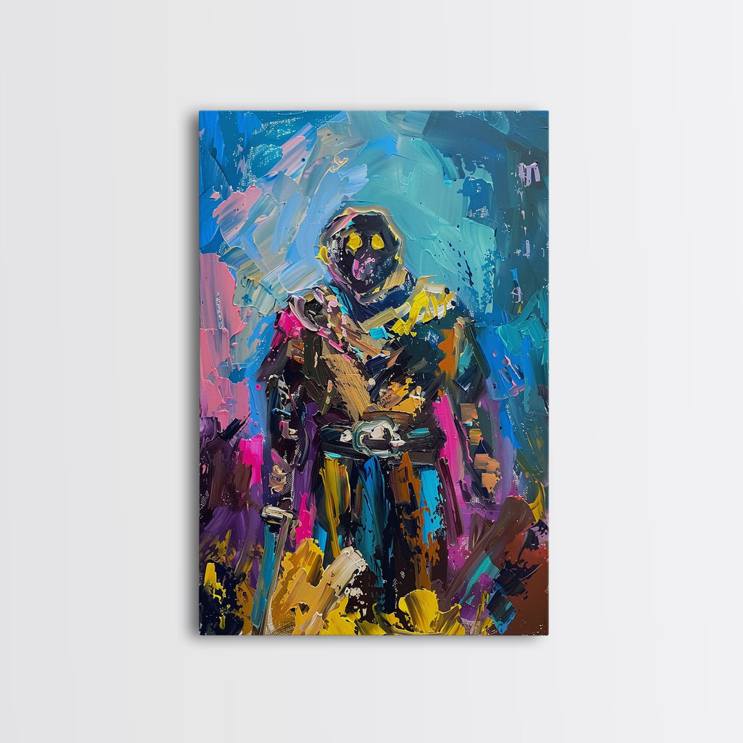 Colorful Abstract Skeleton Warrior - Unique Skeleton Art - Halloween Skeleton Print - Spooky Warrior Skeleton Decor
