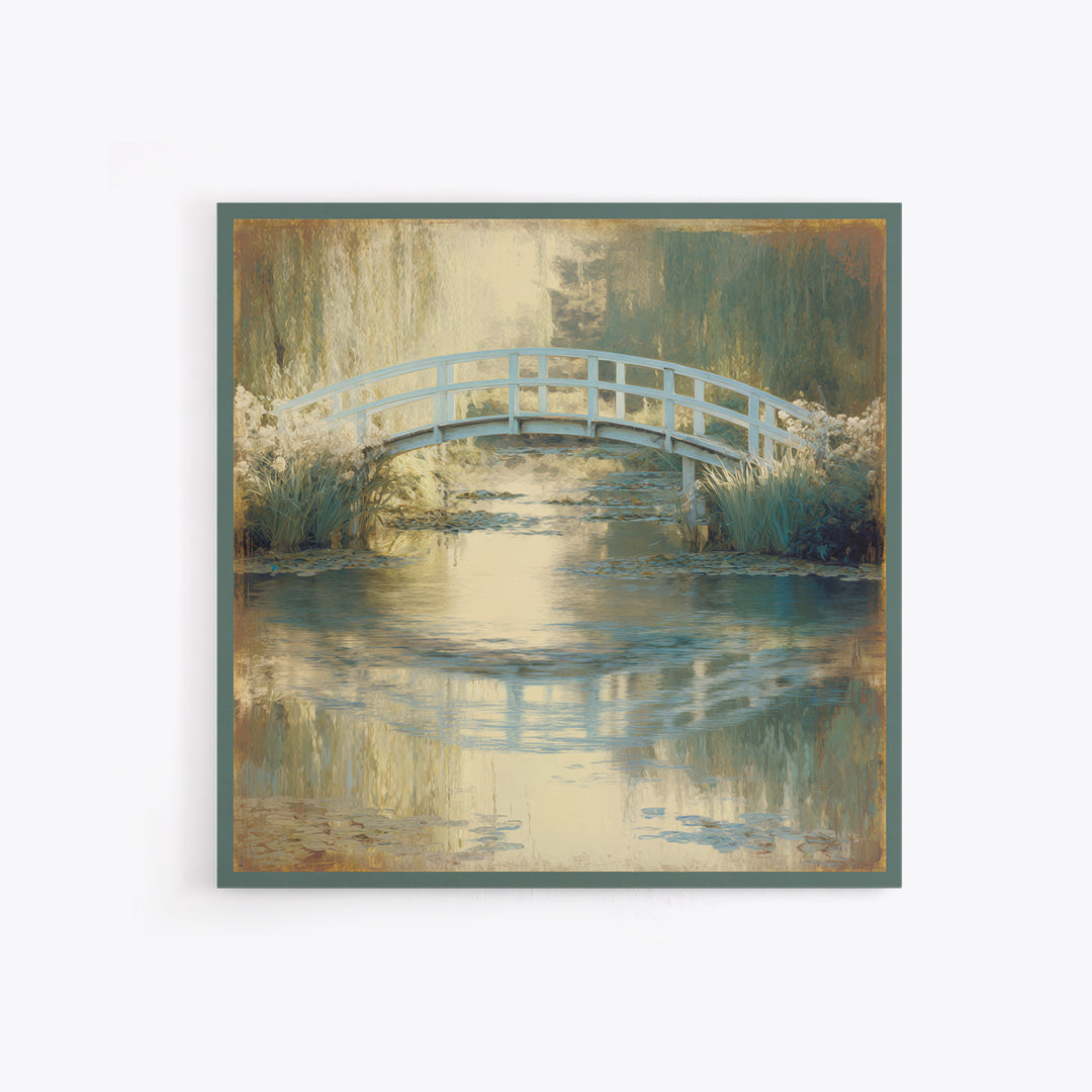 Water Garden Bridge Canvas Print, Impressionist Art, Abstract Painting, Living Room Decor, Fine Art, Impression, Modern Decor, IMP-1x1-18